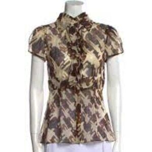𝅺diane von Furstenberg DVF Silk Printed Blouse